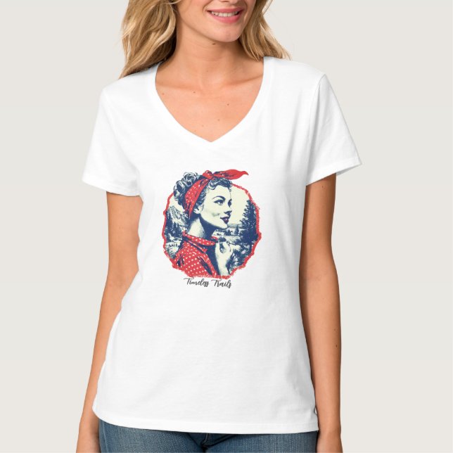 Camiseta Básica Feminina com Decote em V (Frente)