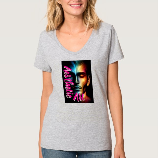Camiseta Básica Feminina com Decote em V (Frente)
