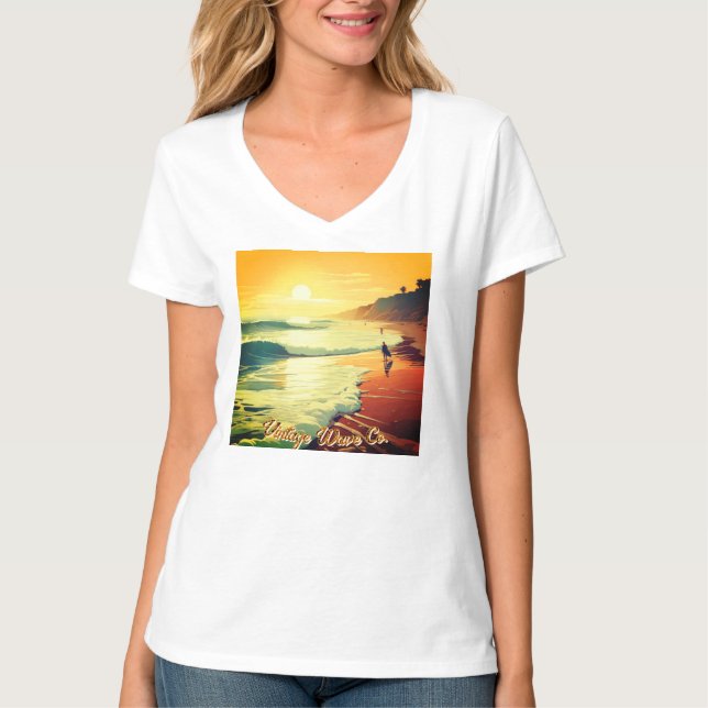 Camiseta Básica Feminina com Decote em V Preço de  (Frente)