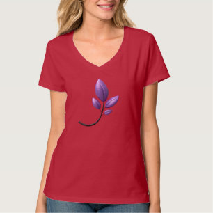 Camiseta Básica Feminina de Decote em V Floral Rox