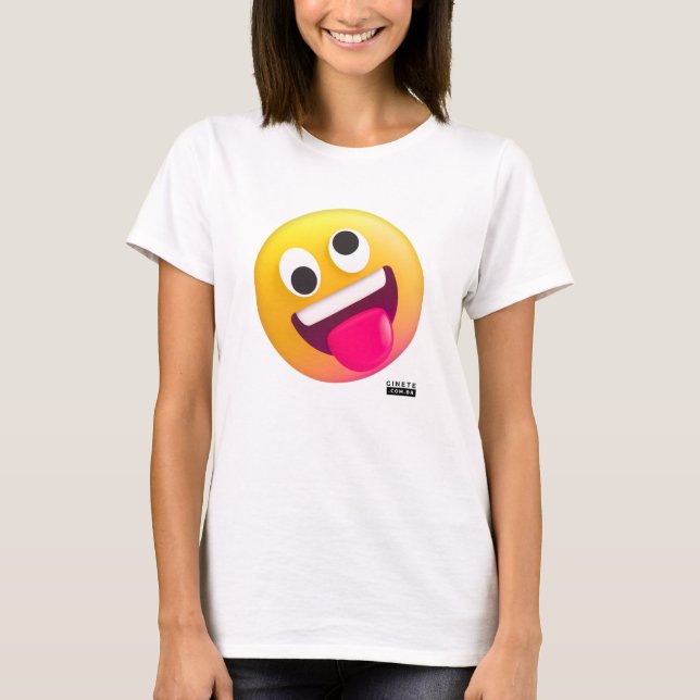 Camiseta básica feminina de emoji maluquinho (Frente)