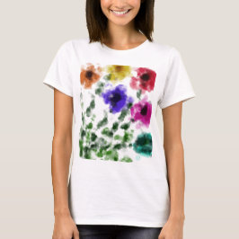 Camiseta Básica Feminina de Flor de Arco-Íris em A