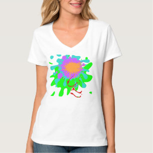 Camiseta básica feminina decote V Color Splash
