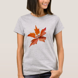 Camiseta Básica Feminina Folhas Carmesim - Outono