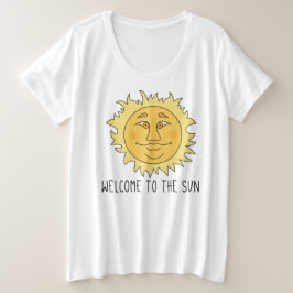 Camiseta Básica Feminina Plus Size Bem-vindo Sol
