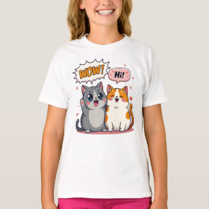Camiseta Básica Infantil Nome Personalizado Gatos
