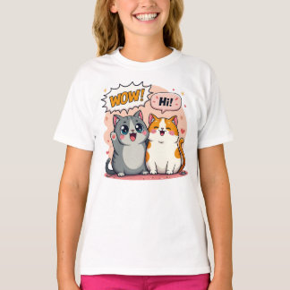 Camiseta Básica Infantil Nome Personalizado Gatos