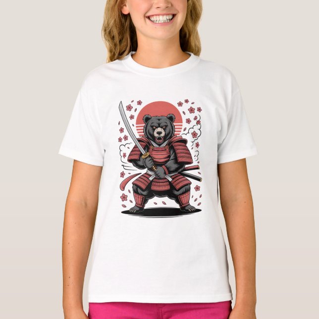 Camiseta Básica Infantil Samurai Bear (Frente)
