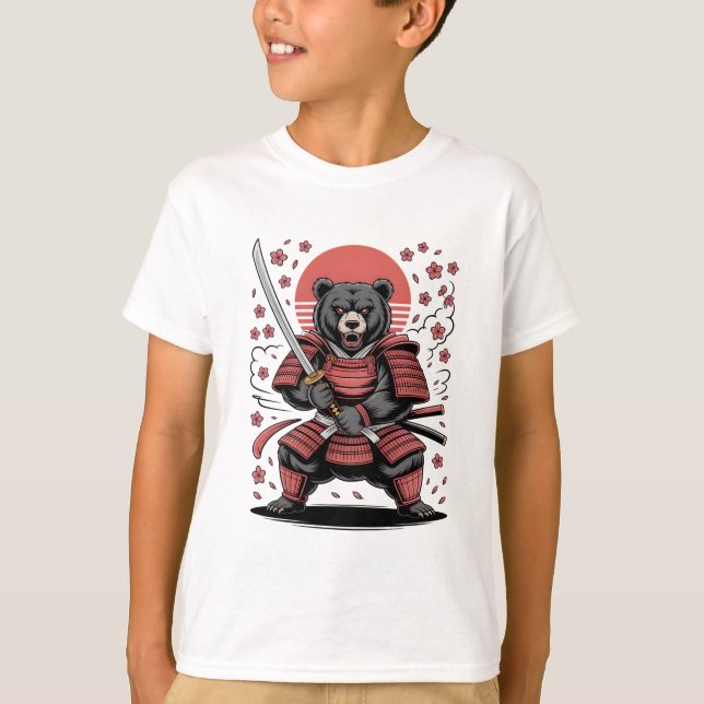 Camiseta Básica Infantil Samurai Bear (Frente)
