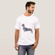 Camiseta Básica Mandala Dachshund, Branca