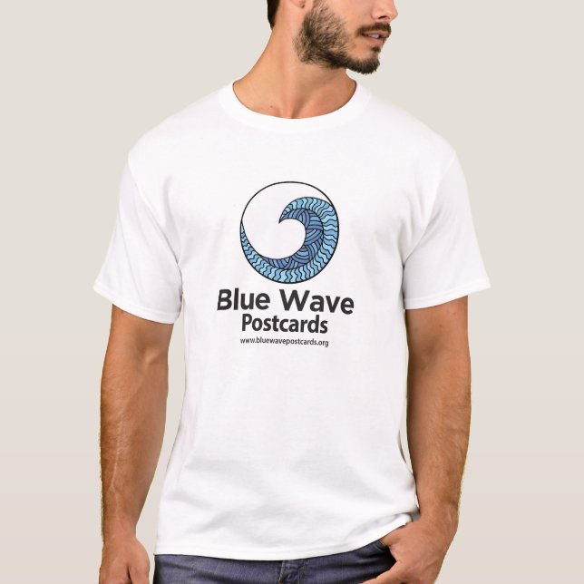 Camiseta Básica Masculina - Blue Wave Postcards (Frente)