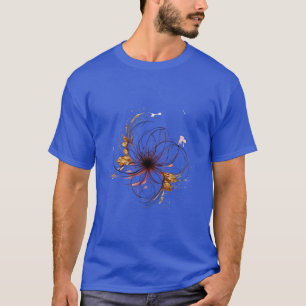 Camiseta Básica Masculina de Arte Floral em Aquare