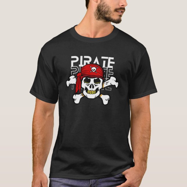 Camiseta Básica Masculina de design Pirata (Frente)