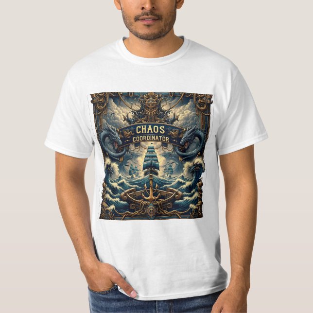 Camiseta Básica Masculina Escura Chaos Coordinator (Frente)