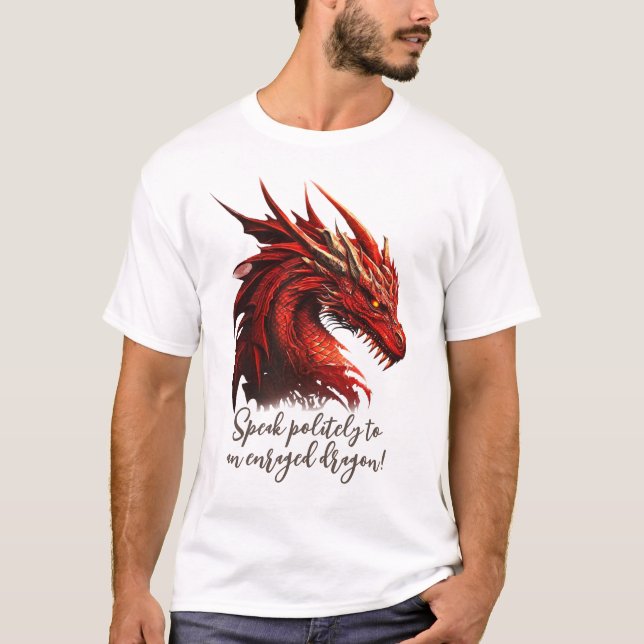 Camiseta básica masculina fala dragão enfurecido p (Frente)