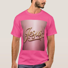 Camiseta Básica Masculina Jesus em Grafia Rosa Dou