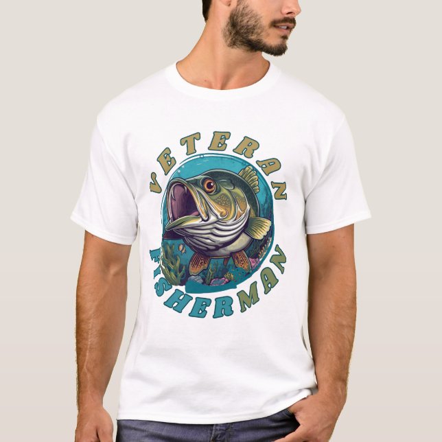 Camiseta Básica Masculina pescador veterano (Frente)