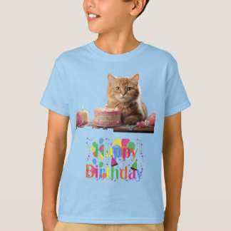 Camiseta Básica para Crianças Feliz Aniversário De