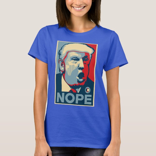 Camiseta básica para mulheres - NOPE - Azul-céu (Frente)