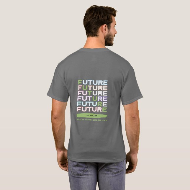 Camiseta Básica Preta Future Is Today (Parte Traseira Completa)