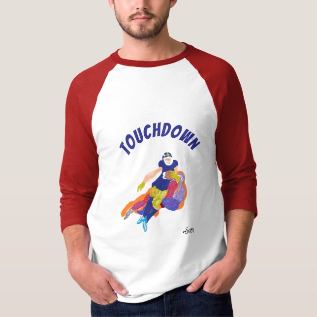 Camiseta Básica Raglan Manga 3/4: Touchdown (Frente)