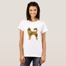 Camiseta básica, Rouco de cão ouro, Camiseta branc
