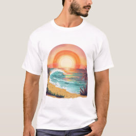 Camiseta básica Sunset da Praia Tropical Vibrante