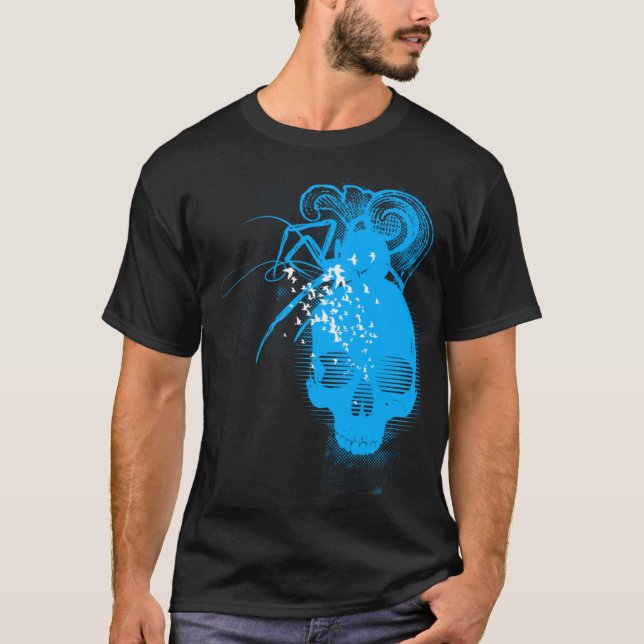 Camiseta BasicBlk SpiderSkull (SkyBlue) (Frente)