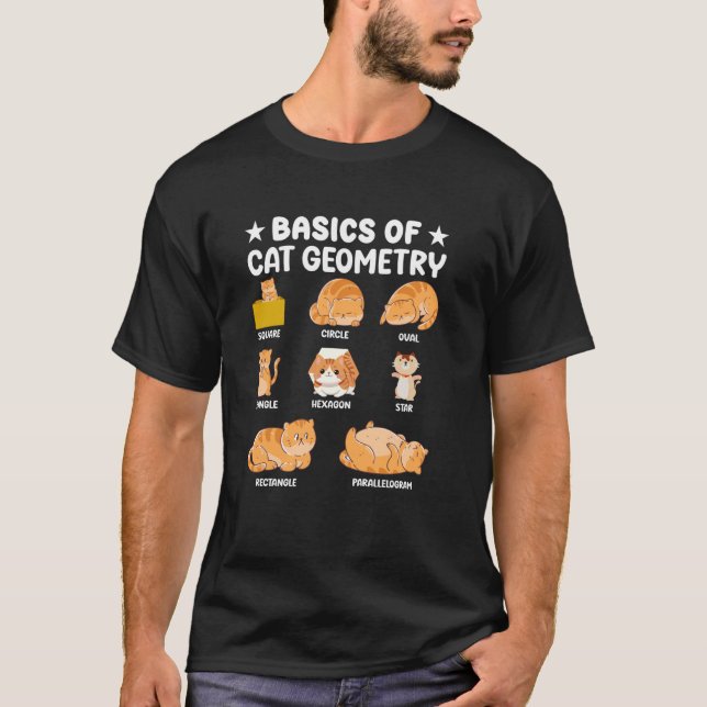 Camiseta Básico Da Geometria Do Gato Professor De Matemátic (Frente)