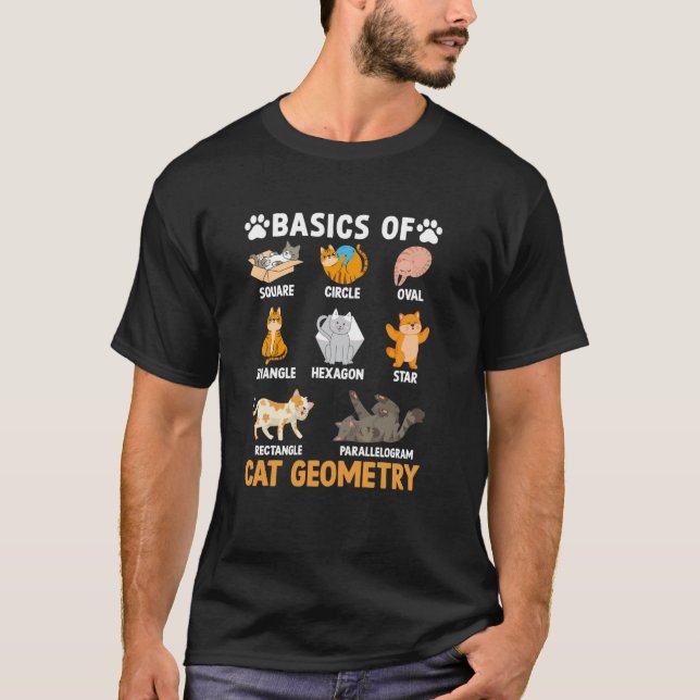 Camiseta Básico Da Geometria Do Gato Professor De Matemátic (Frente)
