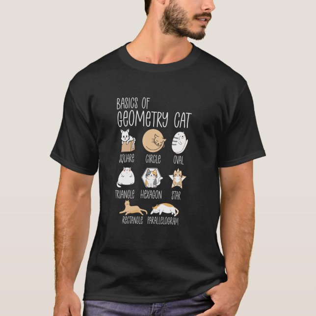Camiseta Básico Da Geometria Do Gato Professor De Matemátic (Frente)