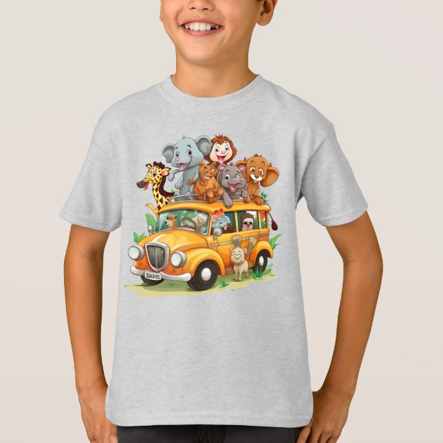 Camiseta Básico para Crianças Animais (Frente)