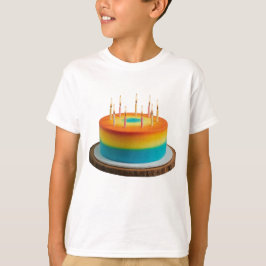 Camiseta Básico para Crianças de Design de Bolo Birthday Mu
