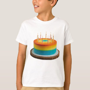 Camiseta Básico para Crianças de Design de Bolo Birthday Mu