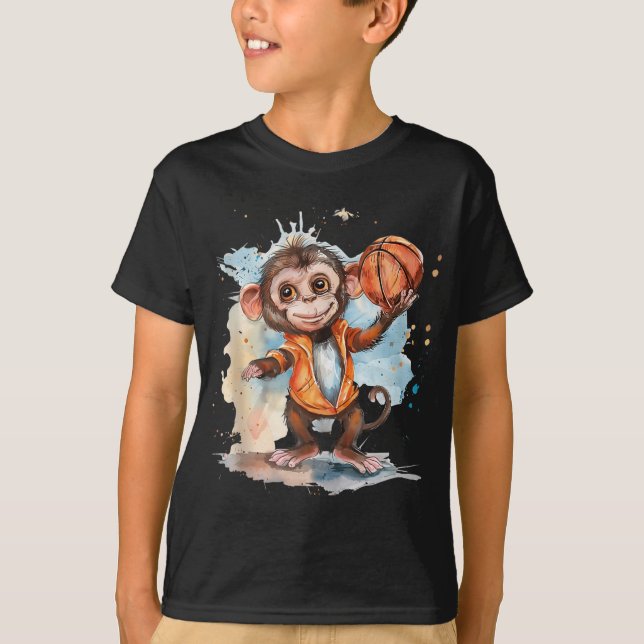 Camiseta Basketba de Trabalho de arte de macaco-macaco-bran (Frente)