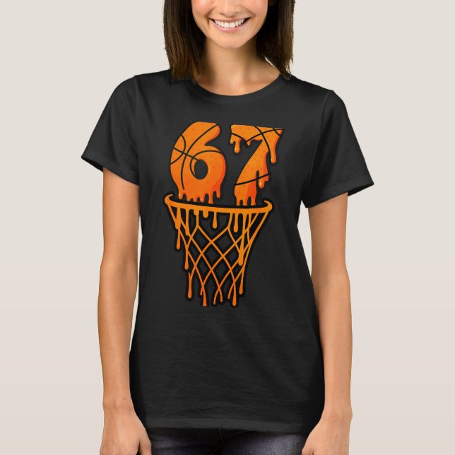 Camiseta Basketball 67 Meme Funny Six Seven Gen Alpha Drip  (Frente)