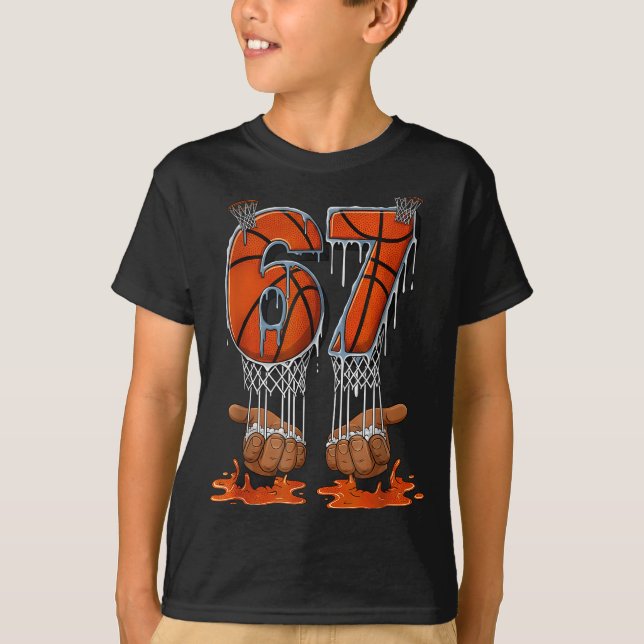 Camiseta Basketball 67 Six Seven Funny Gen Alpha Meme Drip  (Frente)