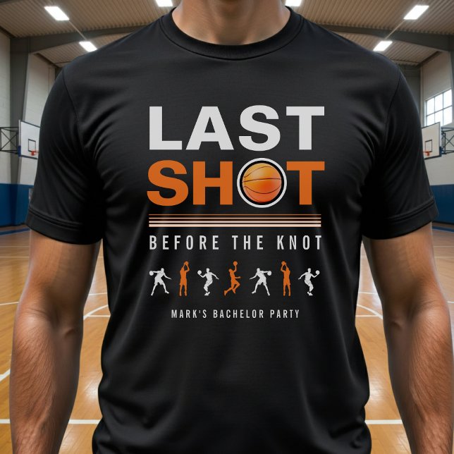 Camiseta Basketball Bachelor Party Last Shot Orange & Black (Criador carregado)