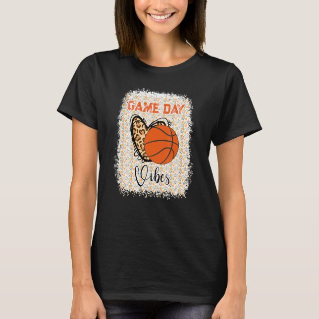 Camiseta Basketball Bleached Game Day Vibes Basketball Mom  (Frente)