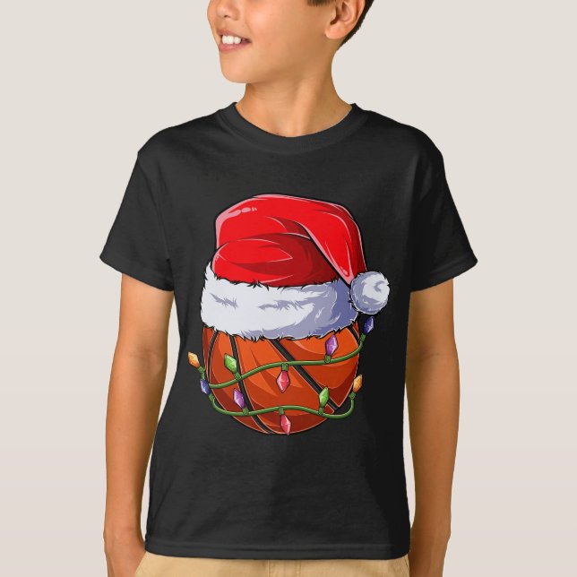 Camiseta Basketball Christmas Boy Apparel, Funny Santa Srt  (Frente)