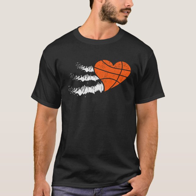 Camiseta Basketball Court Happy Valentine's Day Love Relati (Frente)