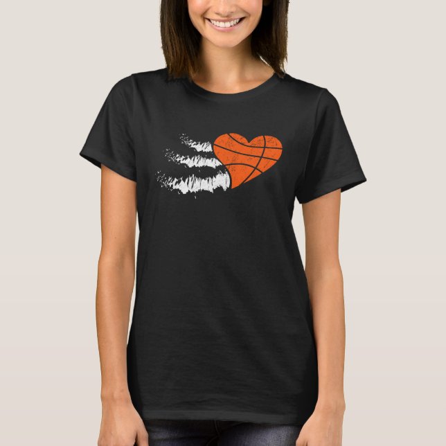 Camiseta Basketball Court Happy Valentine's Day Love Relati (Frente)