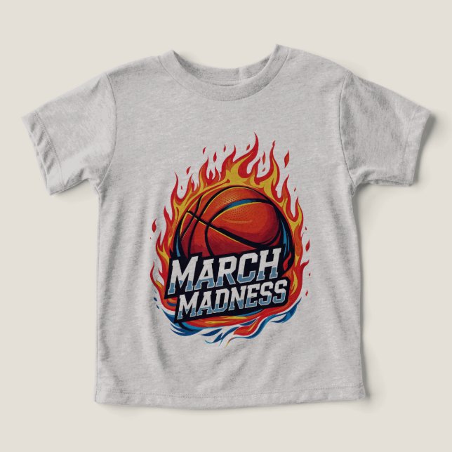 Camiseta  Basketball en Llamas March Madness (Design frontal)