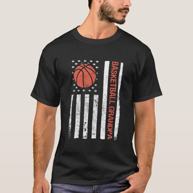 Camiseta Basketball Grandpa Usa American Flag (Frente)