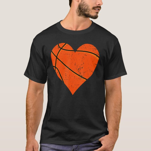 Camiseta Basketball Heart Love Sport Player Coach Kids Vale (Frente)