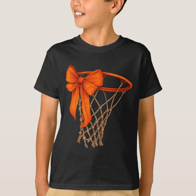 Camiseta Basketball Hoop With Bow Cute Basketball Aesthetic (Frente)