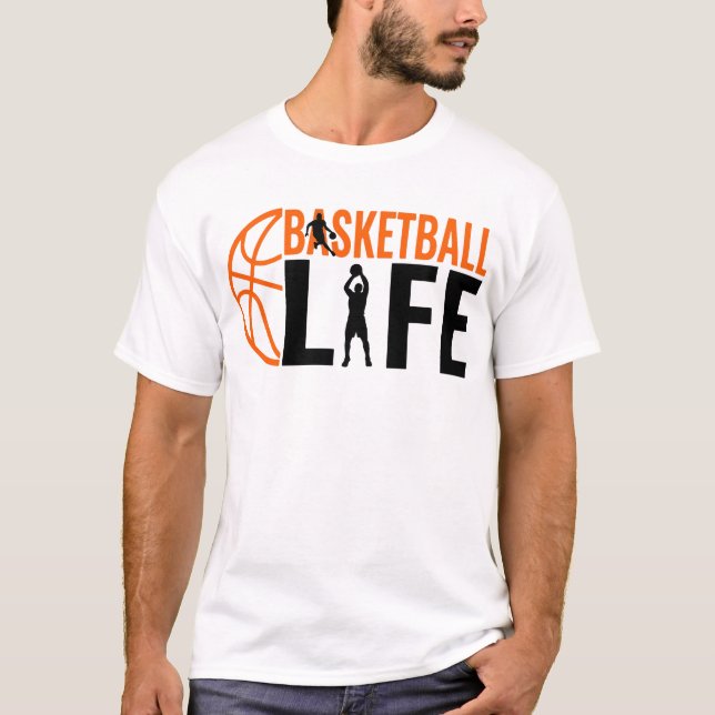 Camiseta Basketball Life Sports Typography Cool Hoop Player (Frente)