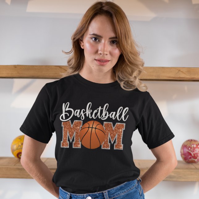 Camiseta Basketball Mom cute bright Orange text (Criador carregado)