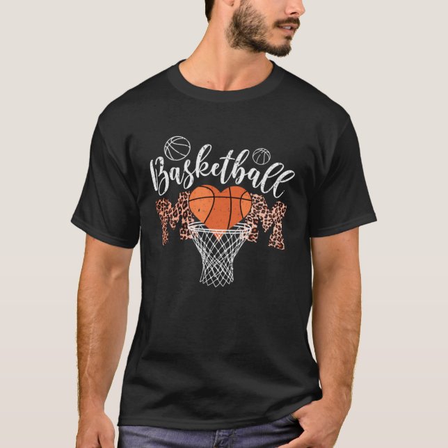 Camiseta Basketball Mom Cute  Distressed Leopard Mother s D (Frente)