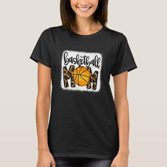 Camiseta Basketball Mom Leopard Basketball Mama Game Day Ba (Frente)